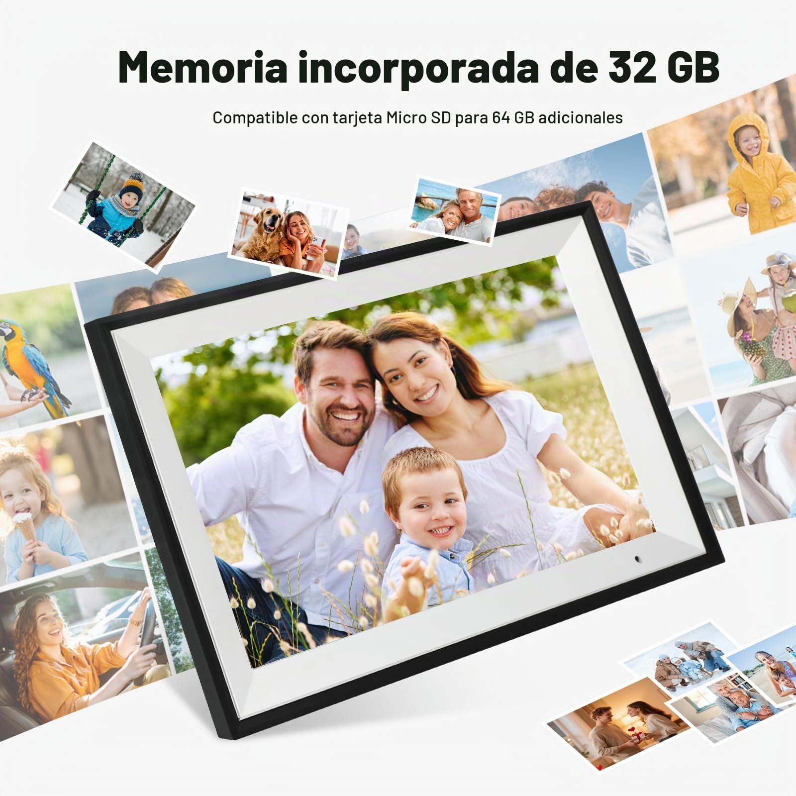 Marco de Fotos Digital con WiFi, 10,1 Pulgadas, 1280×800P, Rotación Automática, 32 GB, Marco de Fotos Digital Que Permite Compartir Fotos de Forma Fácil e Instantánea con la Aplicación AiMOR