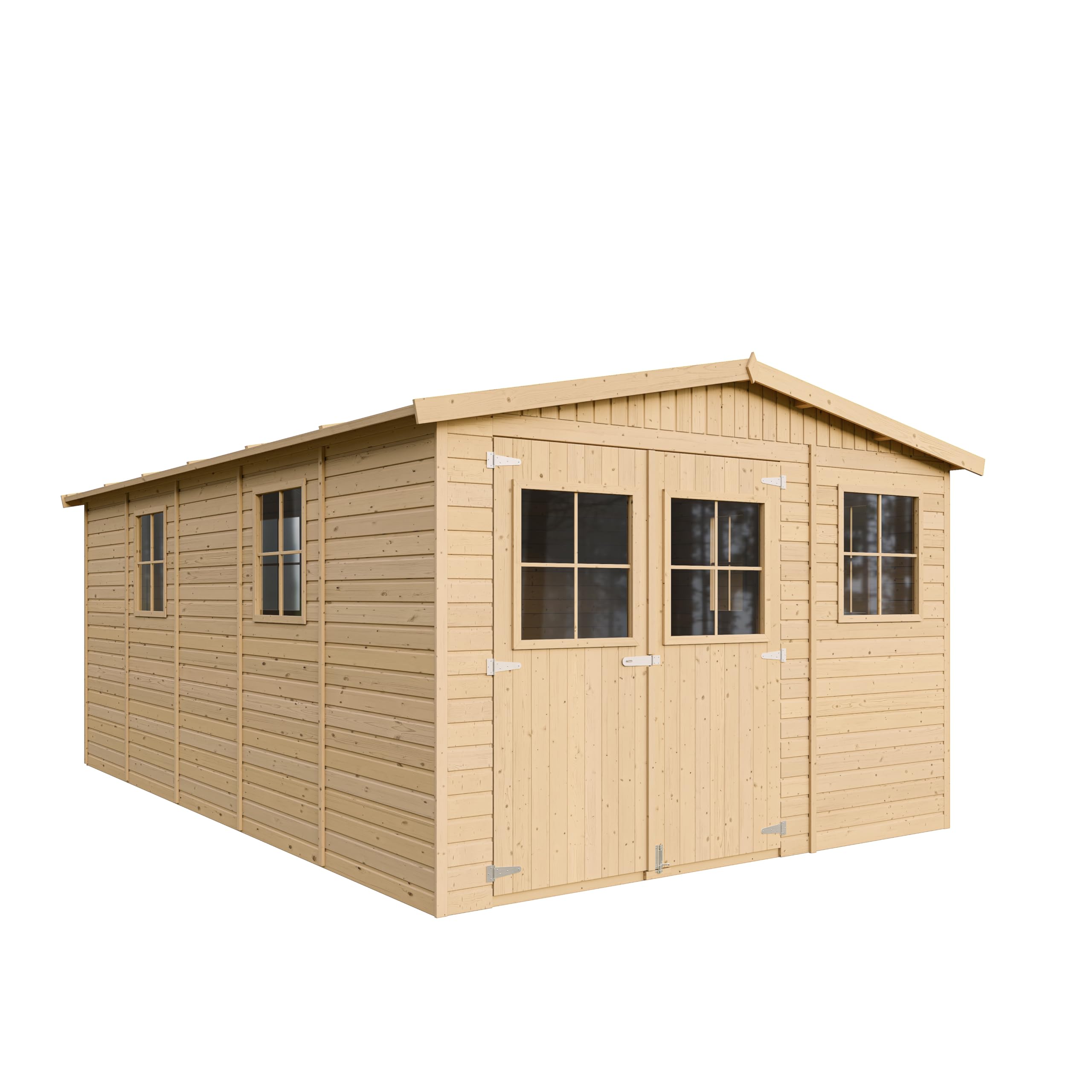ABRI de Jardin en Bois Exterieur avec Les PLANCHERS IMPRÉGNÉ - Chalet en Pin/​épicéa- H226x324x516 cm/​15 m²- Construction de Panneaux- Rangement pour vélos, Remise à Outils- TIMBELA M337+​M337G