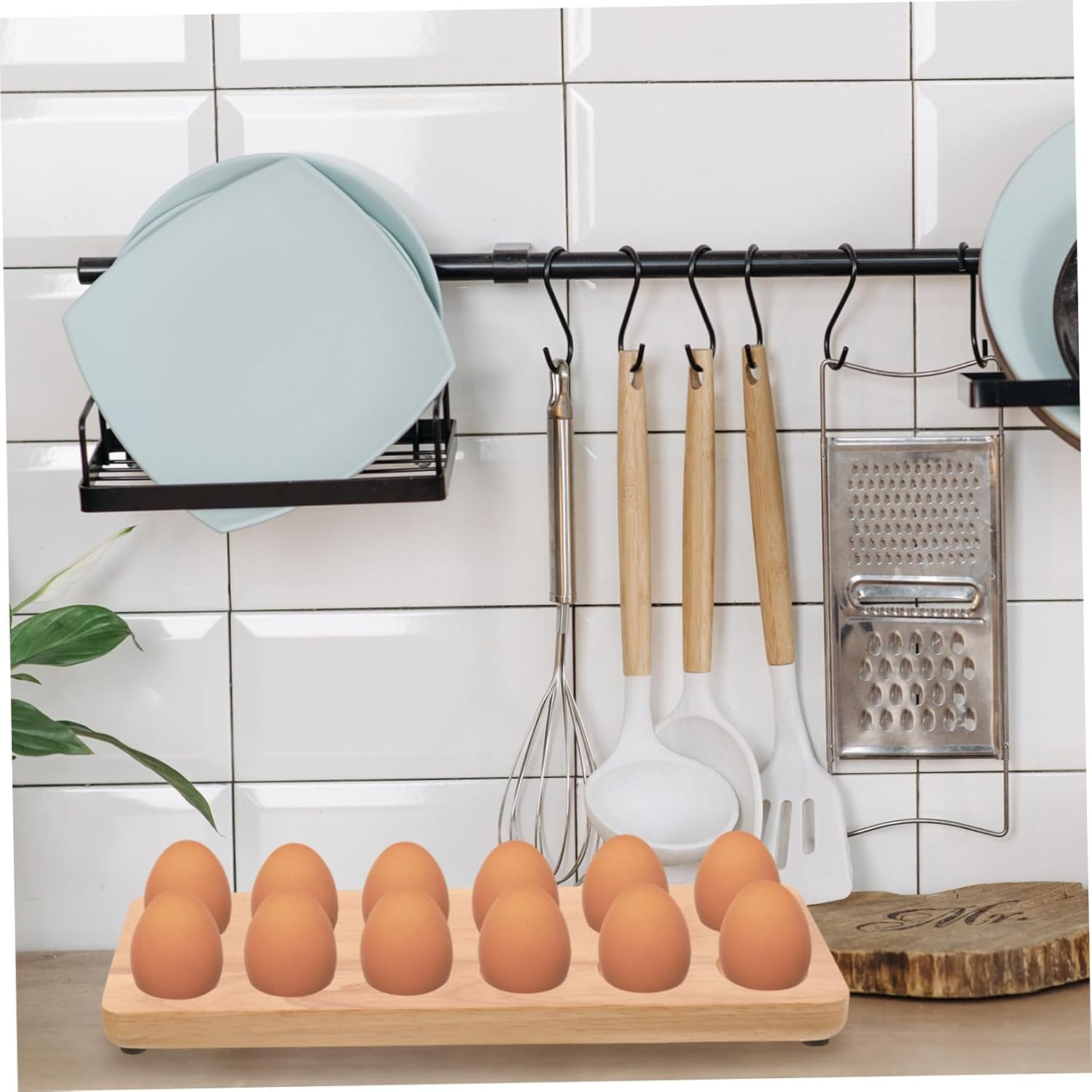 NUOBESTY Egg Holder Egg Storage Tray for Refrigerator and Kitchen Dual Row Design Sturdy Material Elegant Display for Safe Egg Placement