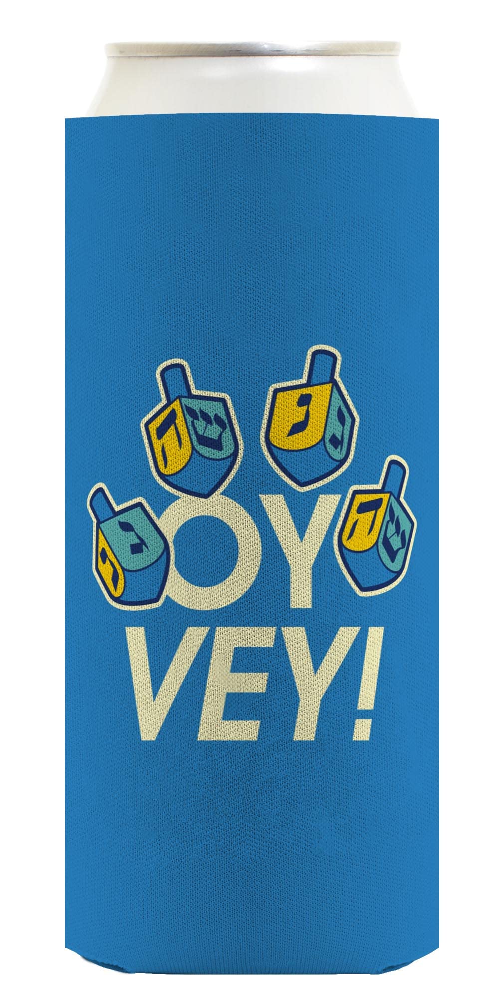 Hanukkah Dreidel Oy Vey Hanukkah Dreidel 2-Pack Ultra Slim Can Coolies Blue