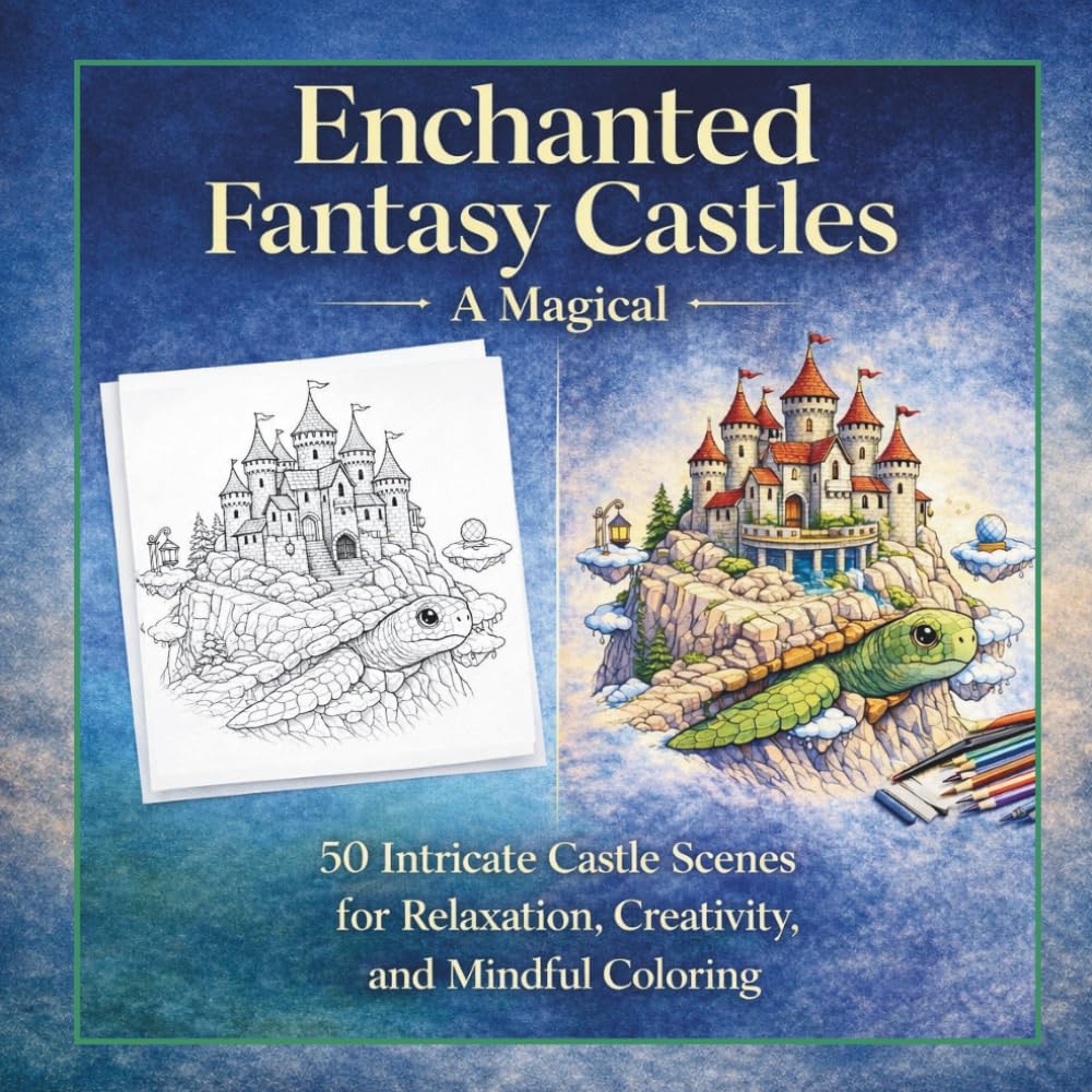 Enchanted Fantasy Castles – A Magical Coloring Journey for Adults: 50 Intricate Castle Scenes for Relaxation, Creativity, and Mindful Coloring