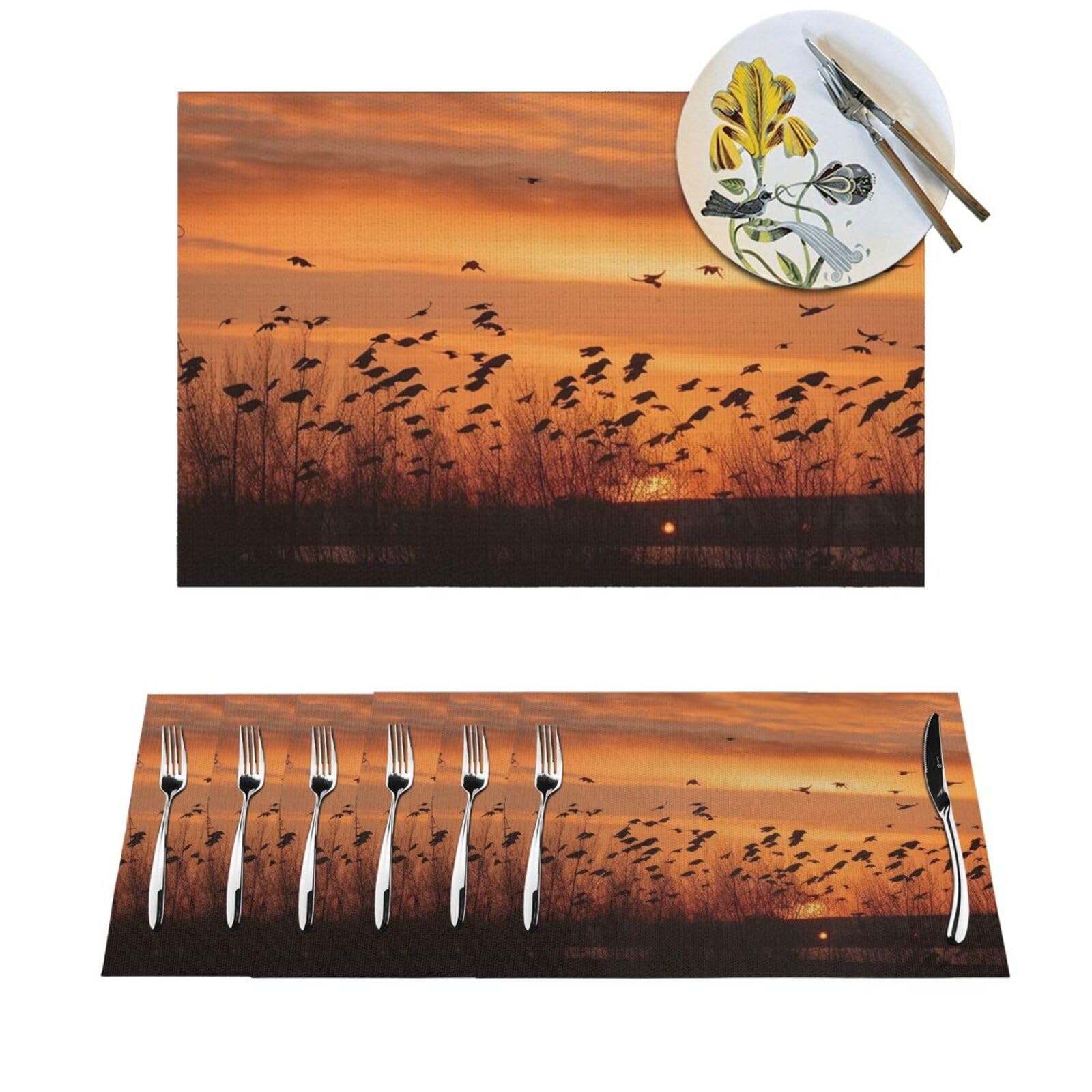 Set de table PVC antidérapant 30x45 cm motif oiseaux couchants x4