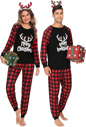 SWOMOG Pijamas de Navidad familiares a juego, pijamas de Navidad para familia, parejas, adolescentes, niños, niñas, festival de ropa de dormir