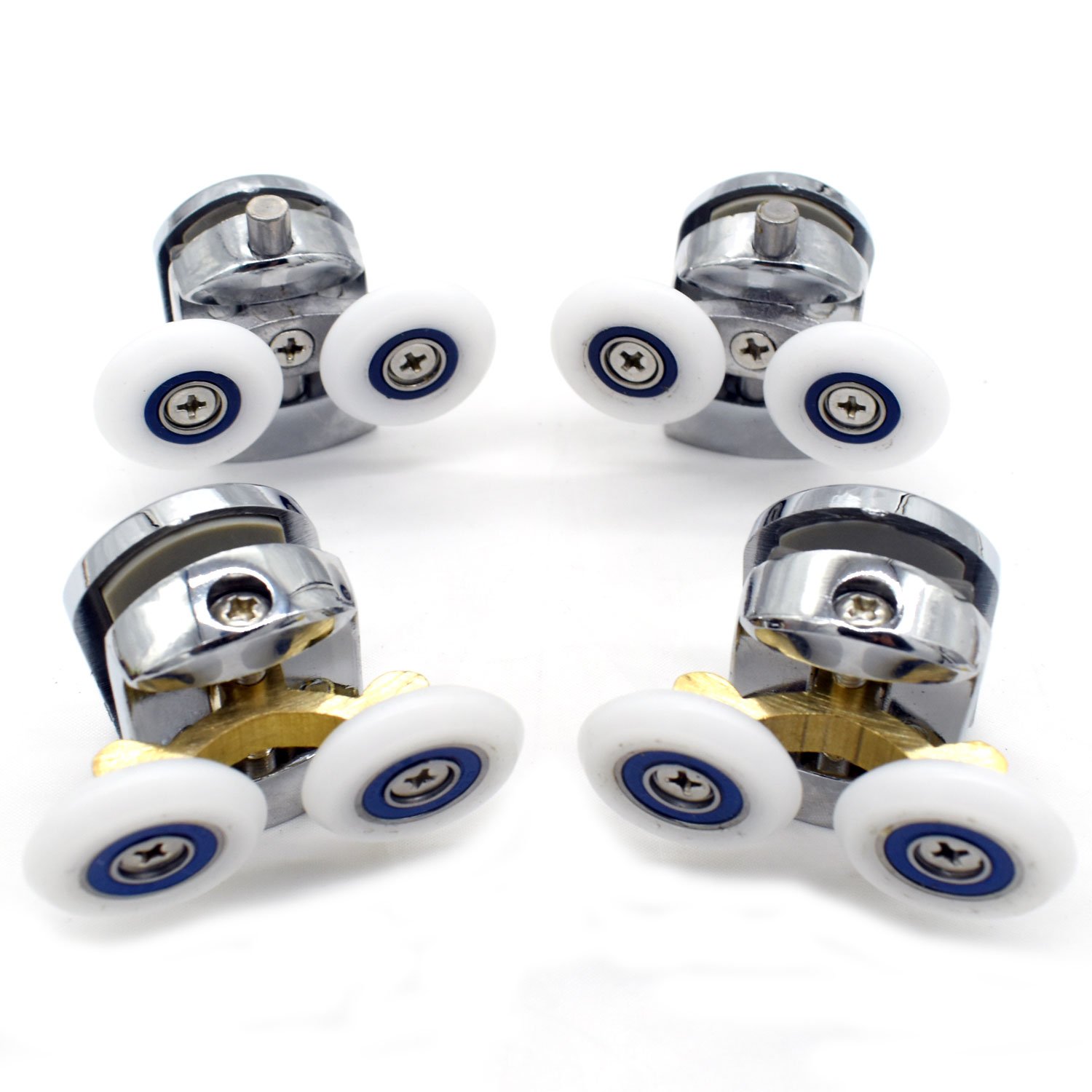 Set da 8 in lega di zinco doppia doccia porta rulli Runners ruote pulegge 25 mm diametro ruota superiore e inferiore per bagno, parti di ricambio