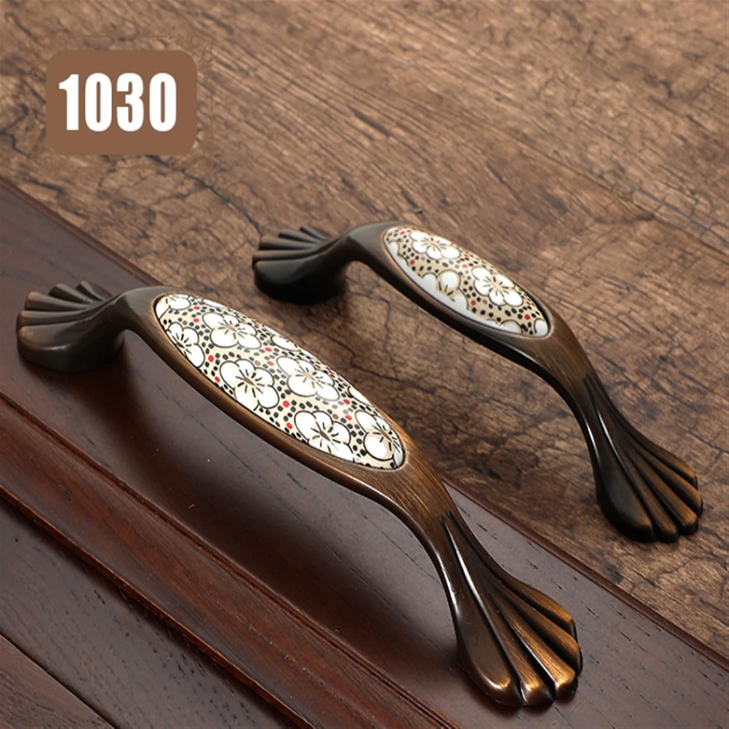 Antique Bronze Ceramic Cabinet Handles Vintage Drawer Knobs Wardrobe Door Furniture Handle Hardware 1Pcs (Color : Handle-1501FG-64)