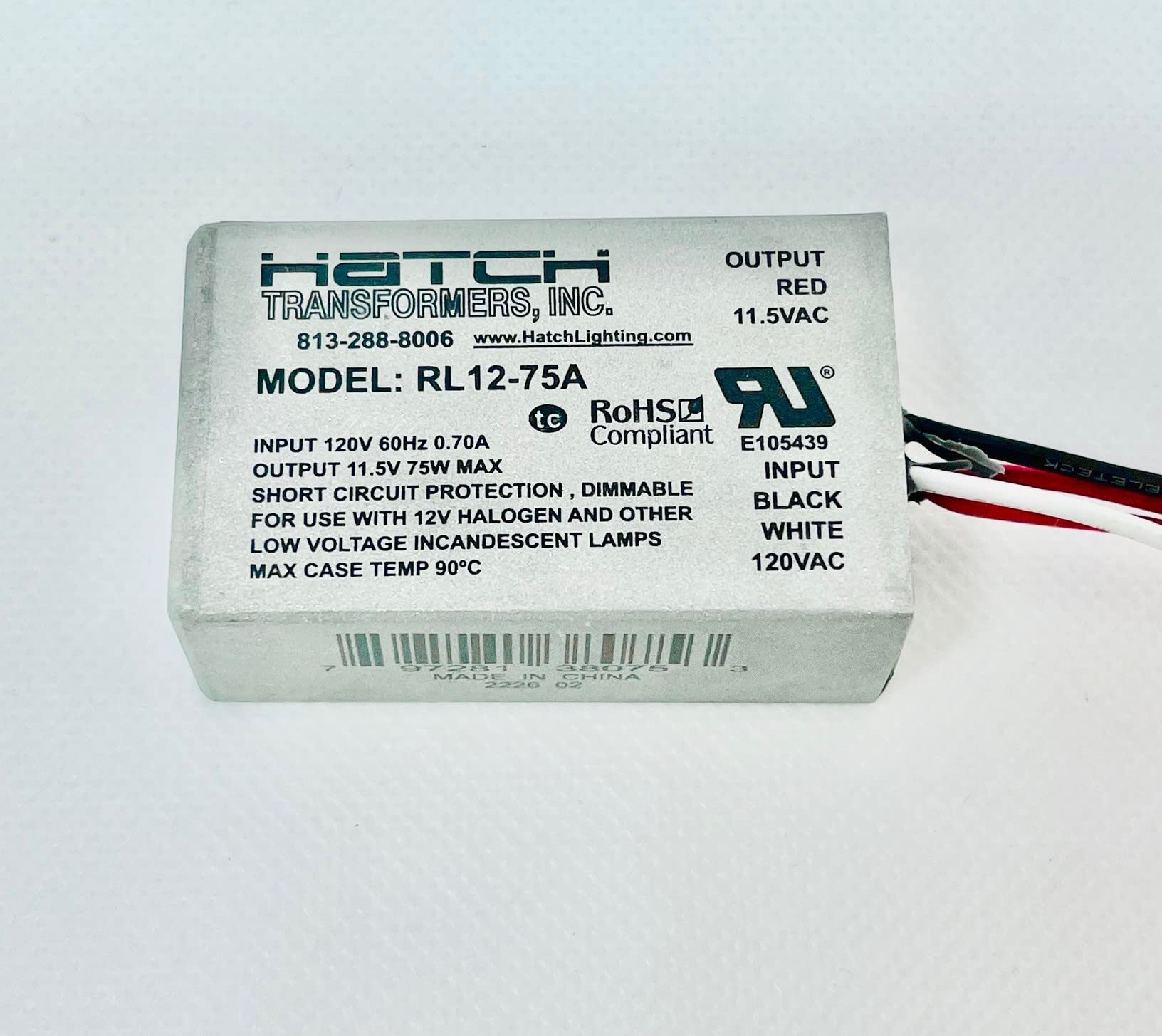 Hatch Transformers RL12-75A (12V/75W) Electronic Lighting Transformer from Hatch (Replaces RS12-80M), Silver