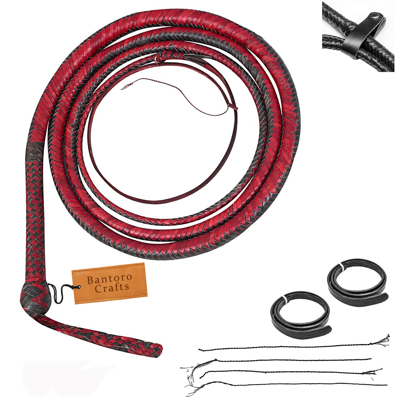 Frusta in Pelle di Canguro equestre Pancia della Frusta in Pelle Resistente e Supporto in Pelle all'Interno 16 trecce Fili Pelle Intrecciata Frusta rumorosa Che schiocca