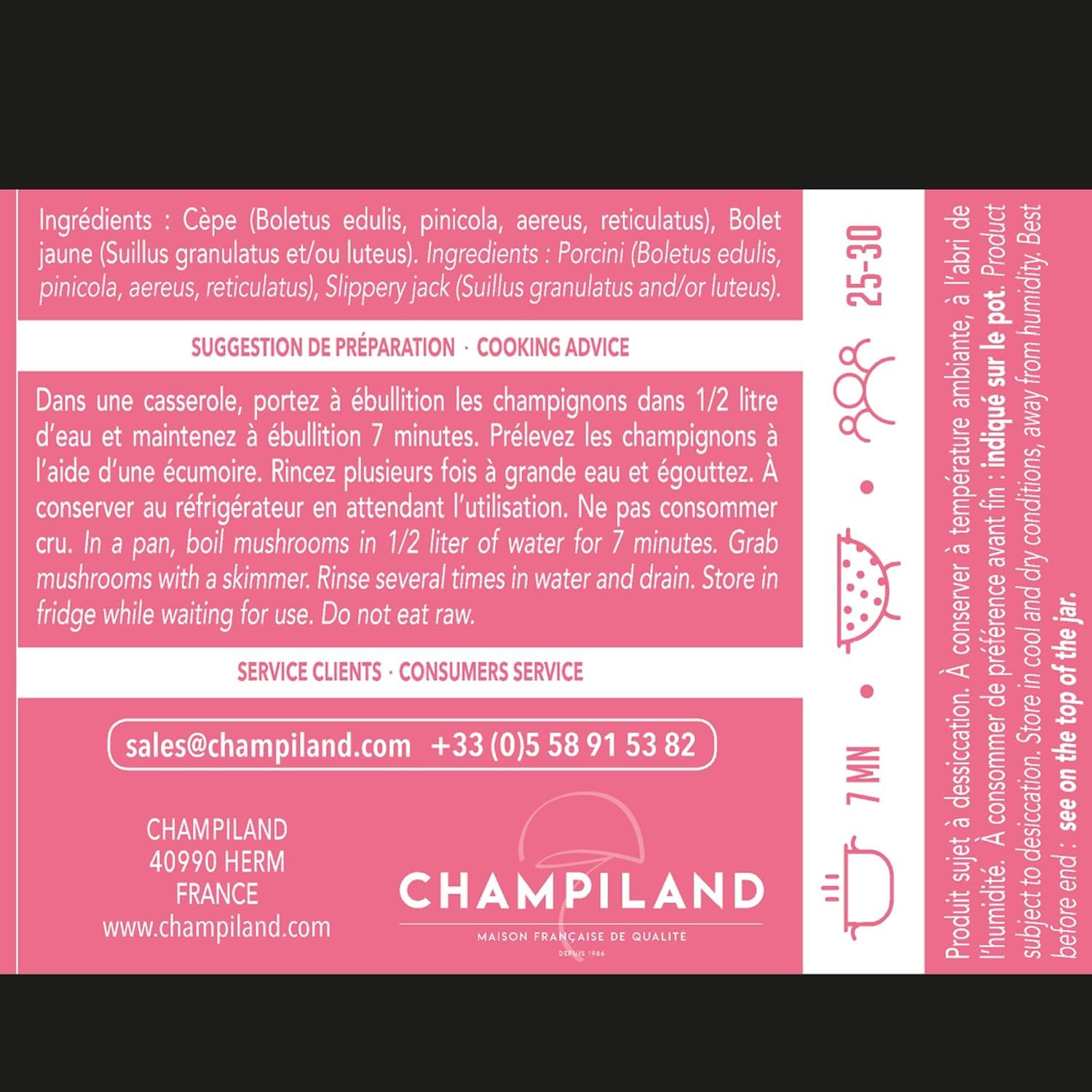 CHAMPILAND - Duo Bolet Cèpe Séchés - Champignons Sélectionnés - Triés à la Main dans le Sud-Ouest de la France - Saveur Exceptionnelle - Riche en Protéines et Source de Fibres - Pot de 500 g