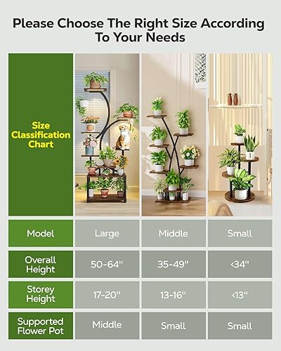 Vista 2 de Nieifi Soporte para plantas de interior con luces de crecimiento, 8 niveles de 61.8 pulgadas, estante grande para plantas de interior, estante