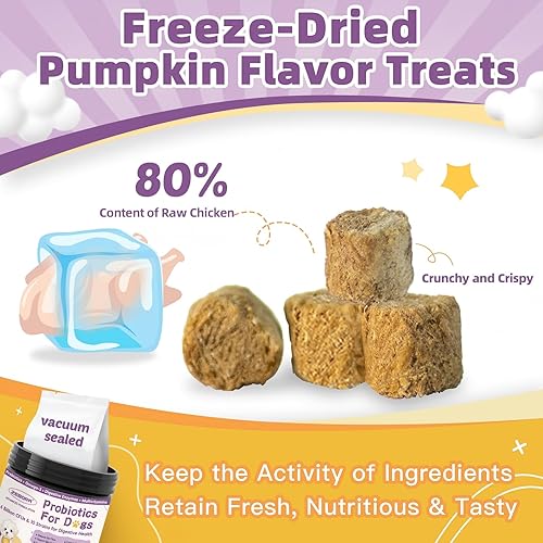 Miniatura 4 de ZEBORA Probióticos para perros, probióticos para perros para la salud digestiva, con calabaza, enzimas digestivas, omega-3, apoyo intestinal, salud