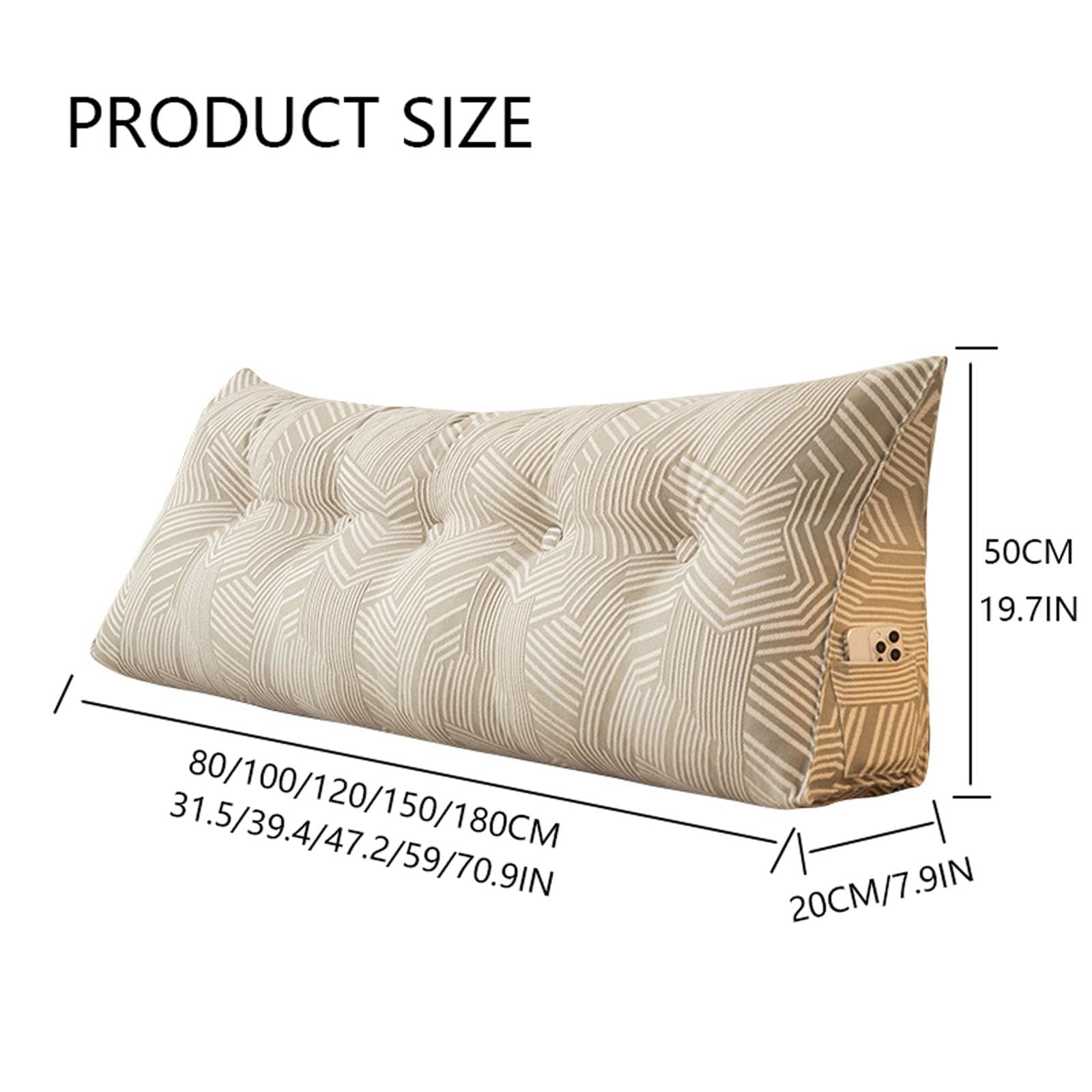 Cuscino A Cuneo 4-in-1 Per Testiera - Riempitivo Letto Con Tasche - Schiuma 30ILD - Grigio Queen 152 Cm