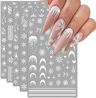 CharmeFleur Large Snowflake Nail Stickers Christmas 3D Self-Adhesive Nai...