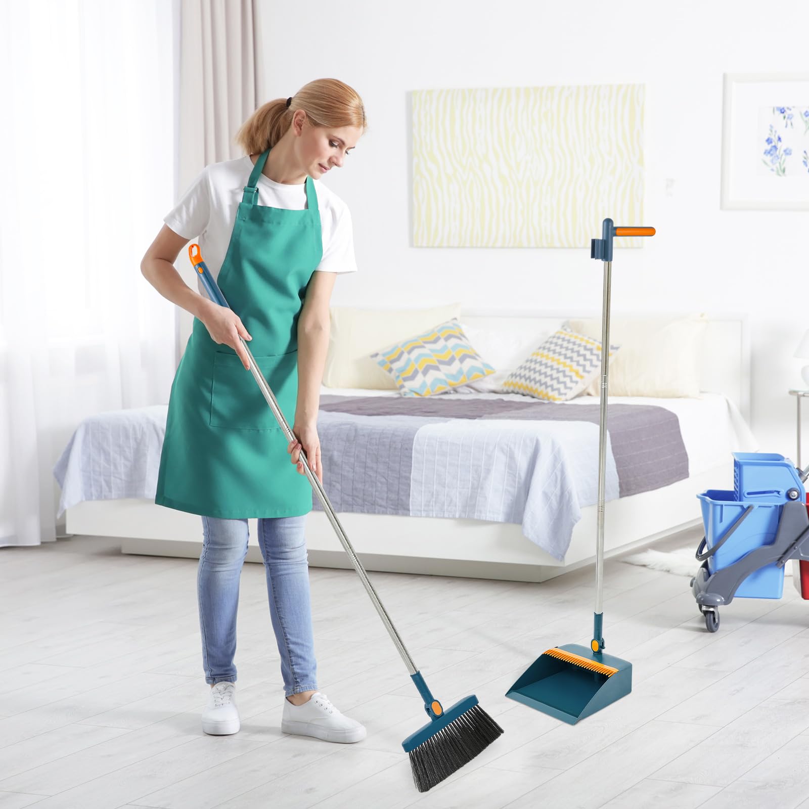 Amazon.com: Suclain 4 Set 8 Pcs Broom and Dustpan Set 47