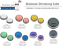 Vista 4 de Mason Jar Lifestyle - Tapas de silicona para beber con bandas de acero inoxidable a prueba de óxido (paquete de 2, gris carbón, boca regular)