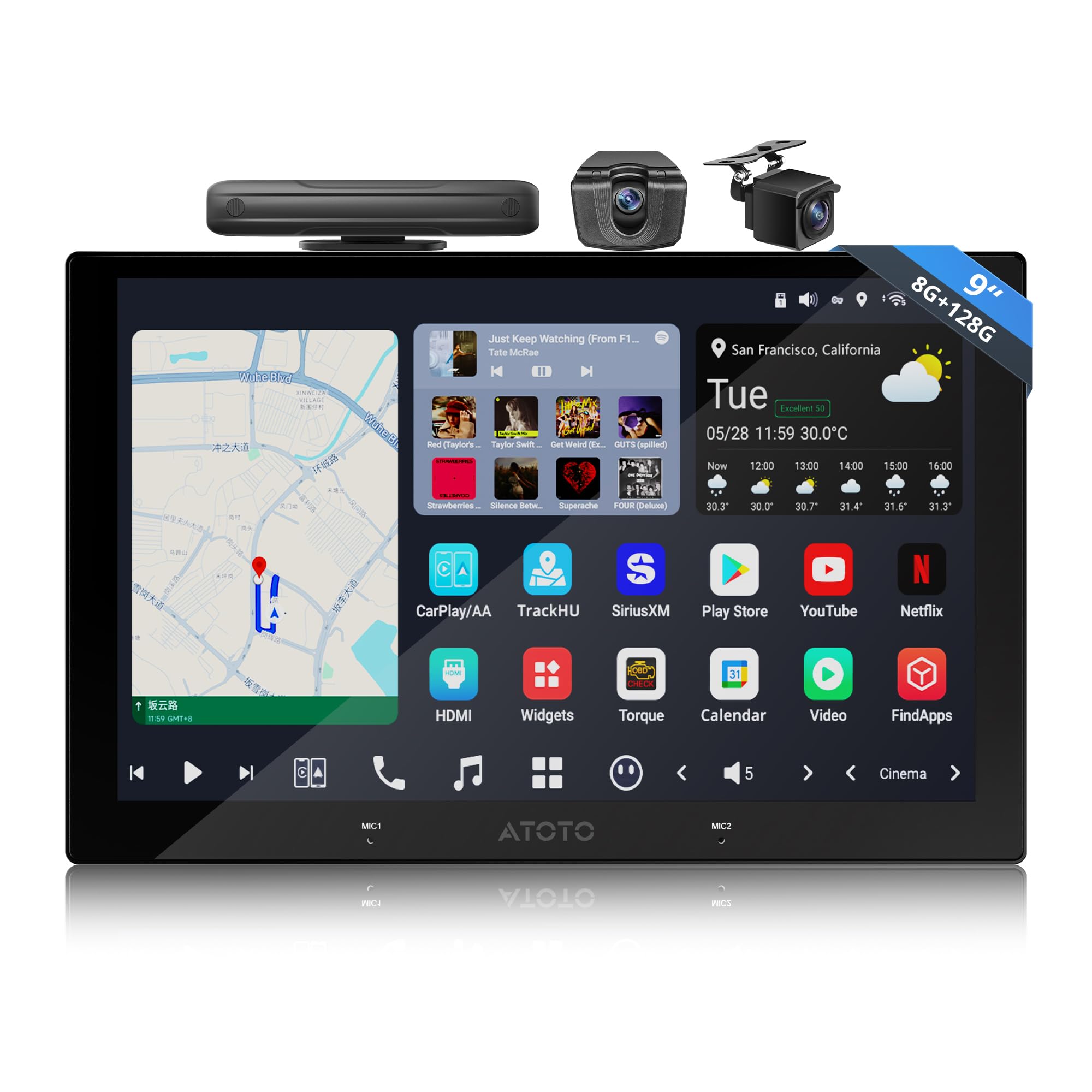 ATOTOOUT Double Din 9" QLED