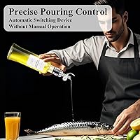 Vista 2 de Botellas dispensadoras de aceite de oliva para cocina con bandeja de bambú, juego dispensador de aceite y vinagre, dispensadores de jarabe de café