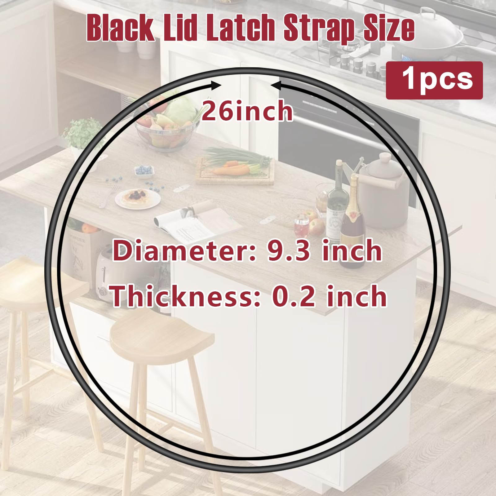 showingo Black Lid Latch Strap Rubber Band 6,7,8 Quart for Hamilton Beach Crock Pot Slow Cooker 1PCS