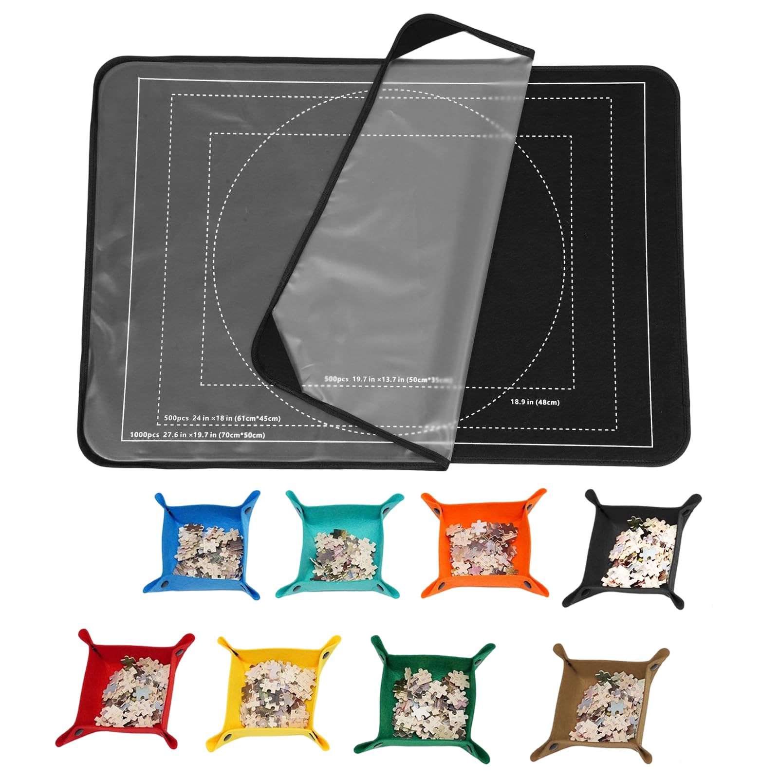 ELUBLU Portable Puzzle Board with Dust Bag - 1000 Piece Non-Slip Folding Puzzle Mat - Large puzzle storage mat for children and adults, easy to clean and space saving design for home and travelling.
