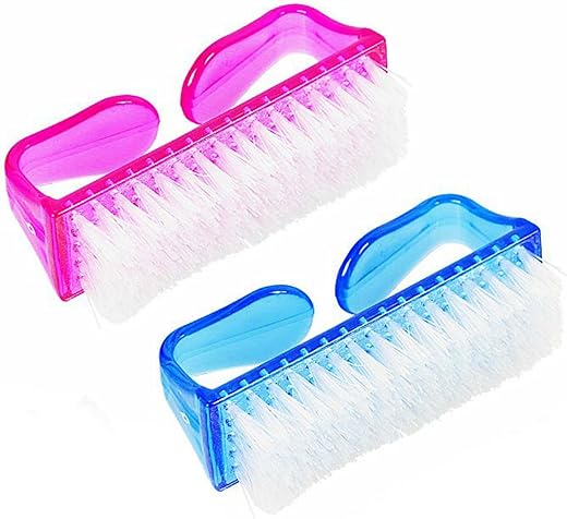 MEPOINT 2 Pcs Handle Grip Nail Brush Fingernail Cleaner Pedicure Scrub Foot Brushes Toes Cleaning Tool Kit (Multicolor) (PACK OF 2) (2 pcs)