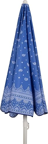 Miniatura 8 de PICNIC TIME Toldo para exteriores, sombrilla de playa de 5.5 pies, sombrilla pequeña para patio, sombrilla para silla de playa (azul con patrón de