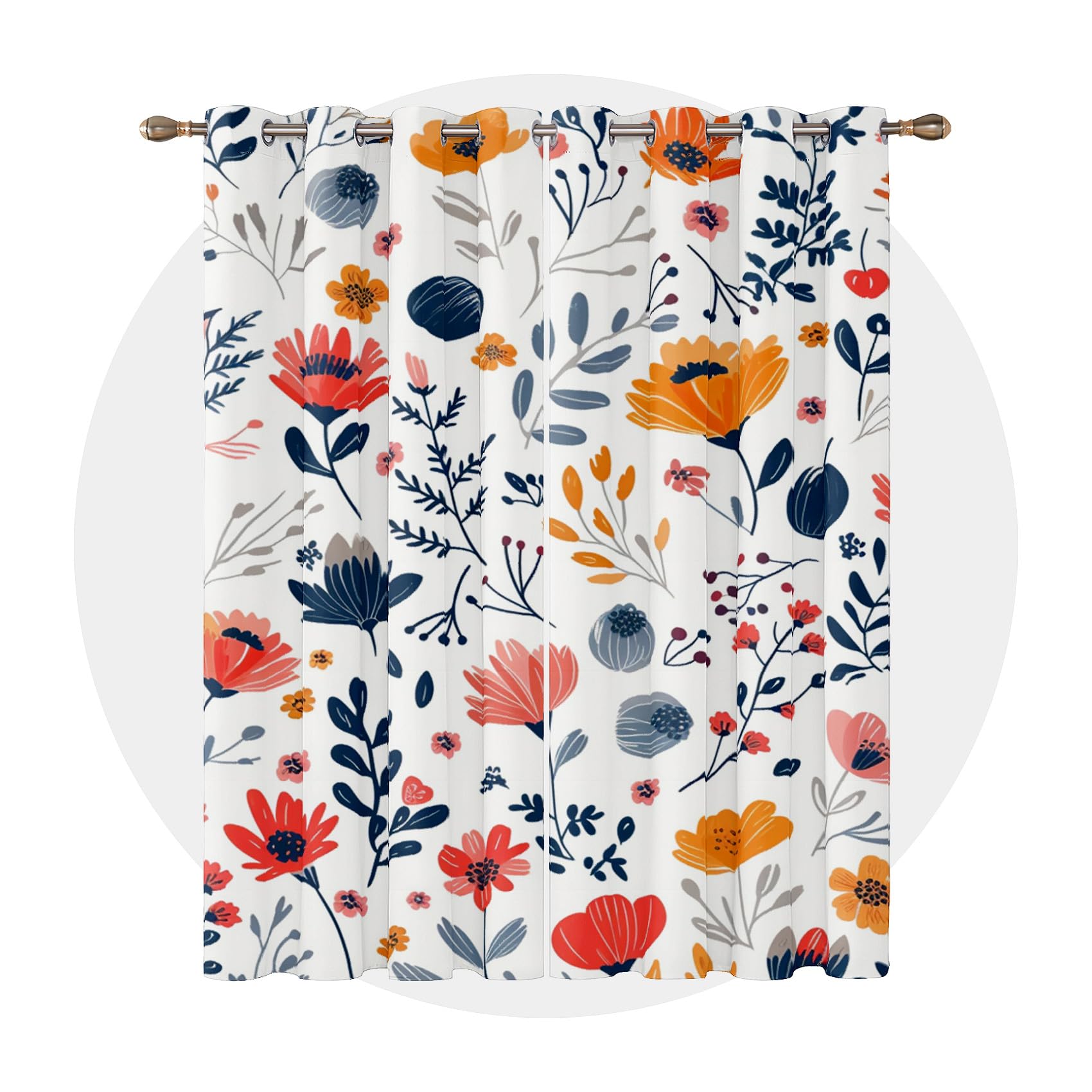 Vorhänge Wilde Blumen - Bunt Blumen Botanische Fenster Gardinen mit Ösen, Vorhang Blickdicht Verdunklungsvorhänge Thermovorhang für Wohnzimmer Schlafzimmer Deko 2er Set, H 175 x B 140 cm I#-50