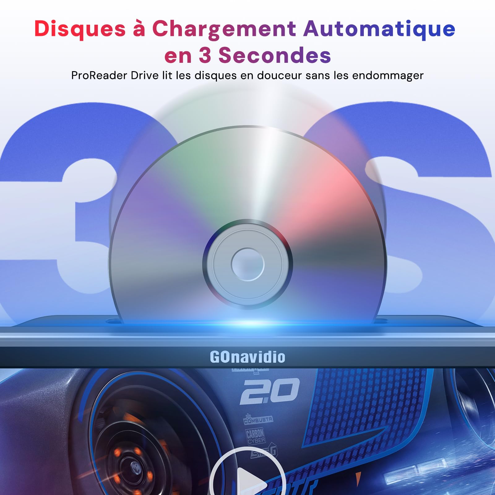GOnavidio 10,5 écran Enfant appuie tête, Lecteur DVD Voiture avec 1080P HDMI in, Lecteur DVD Portable Voiture Compatible USB/TF, Slot in Design pour Enfant,Non Batterie