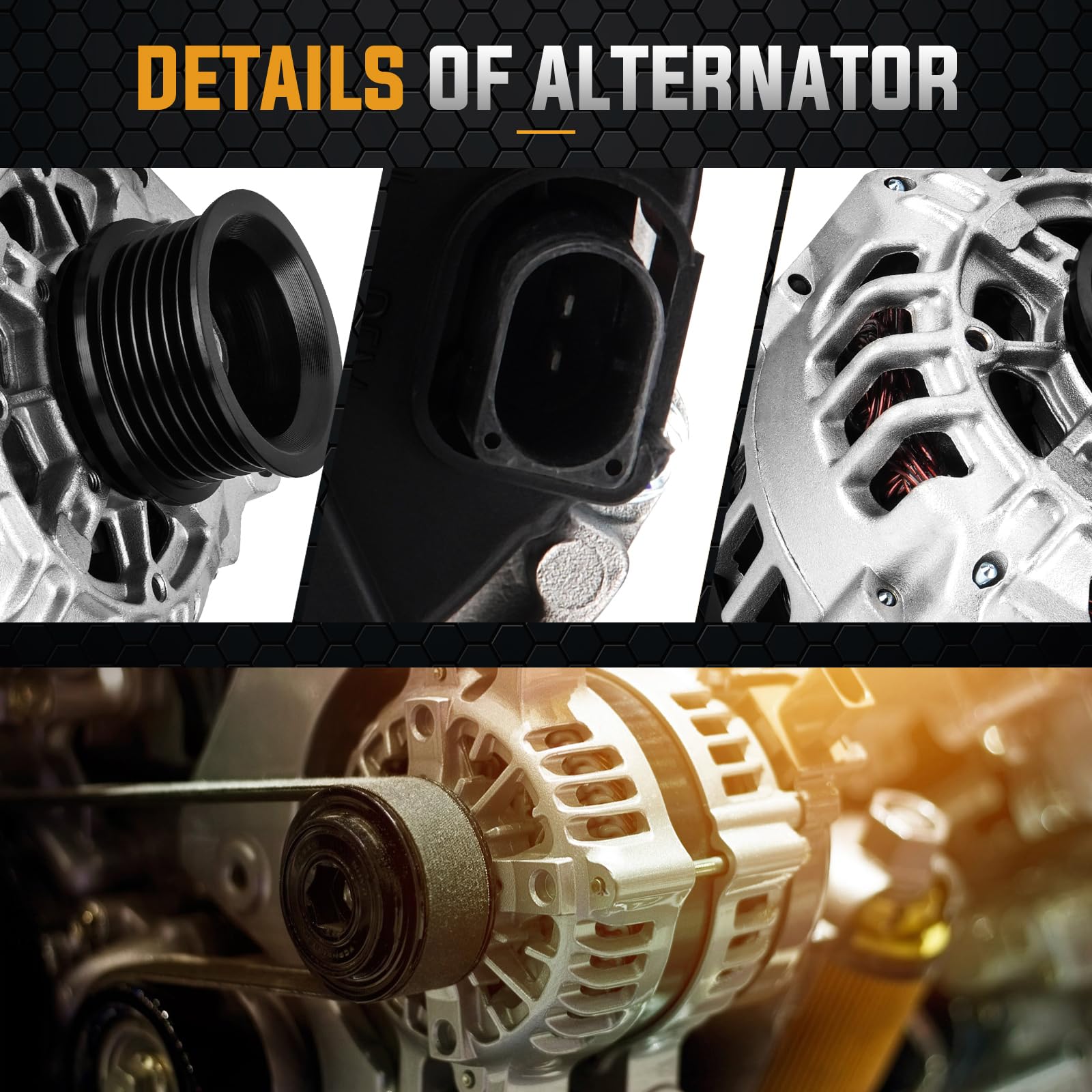 Alternador de repuesto compatible con Volkswagen Beetle Jetta, 1999 2000 2001 2002 2003 2004 2005 1999 2000 2001 2002 2003 2004 2005 20006 Volkswagen Golf Reemplazo ABO0193, MG5555, 6, 111989, 113887