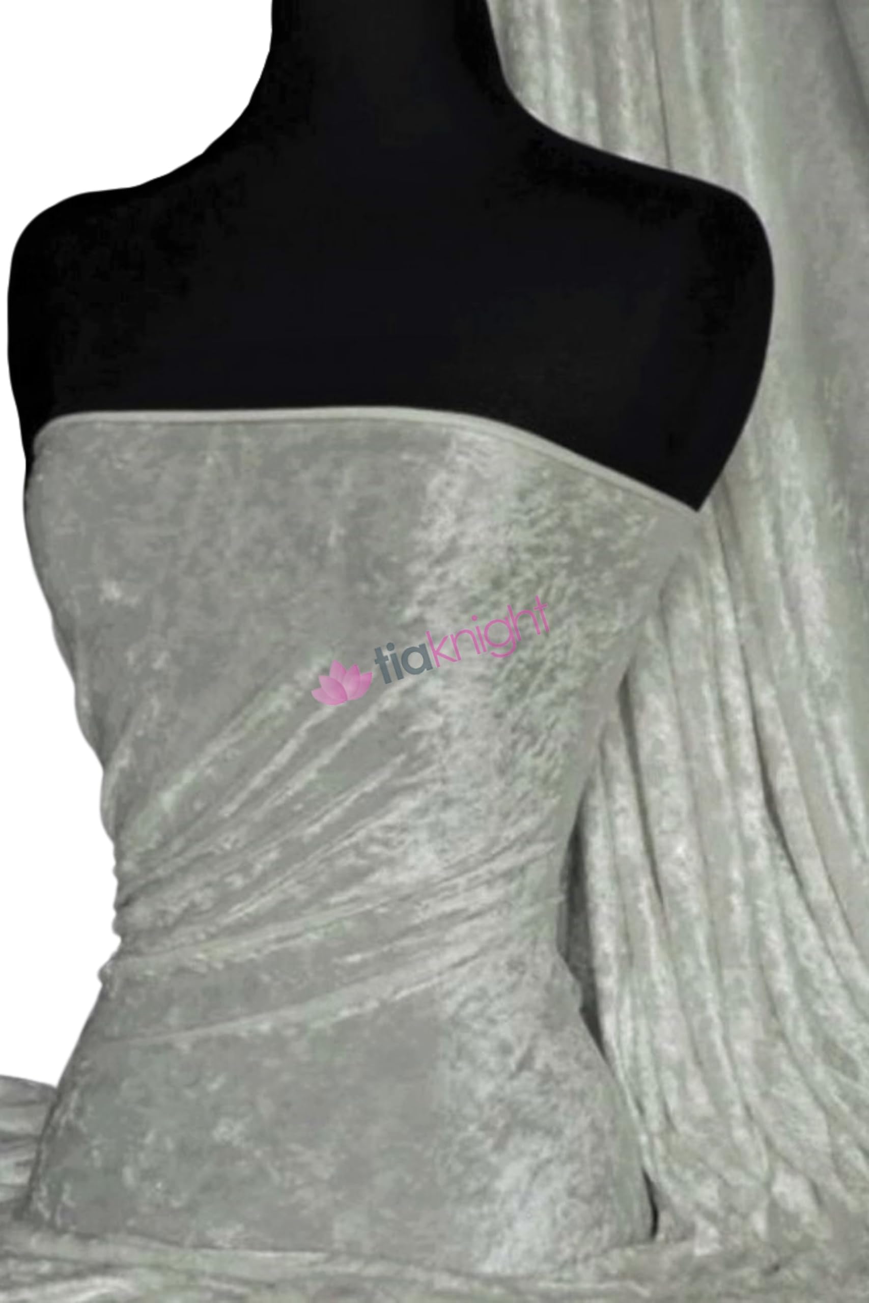 Tia Knight Silver Crushed Velvet Stretch Material | Soft Furnishing, Craft Velour & Dressmaking Fabric | Same Day Dispatch | Sold By The Metre | By Q156 (Silver)