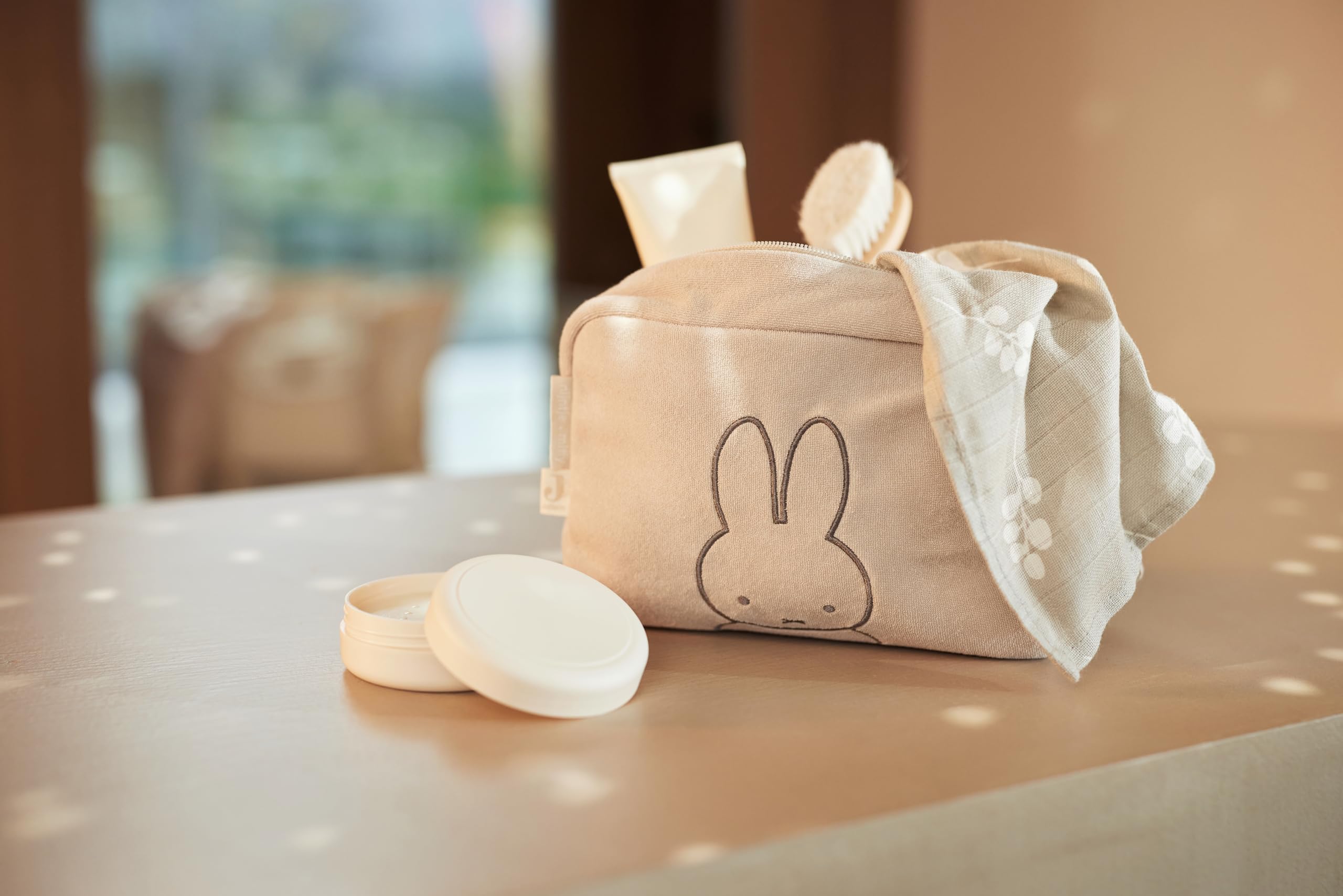 Jollein Sac à Langer en Tissu éponge - Miffy, Nougat - Trousse à Couches - Trousse de Maquillage - Organiseur - Beige