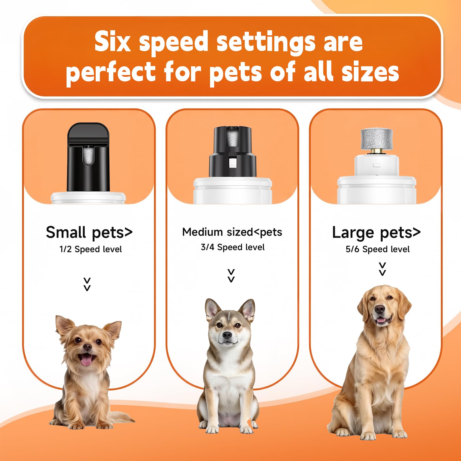 Broyeur à ongles pour chien, ultra silencieux, lime à ongles rechargeable à 6 vitesses avec affichage de l'alimentation LED et outil de toilettage sûr pour chiens de petite, moyenne et grande taille