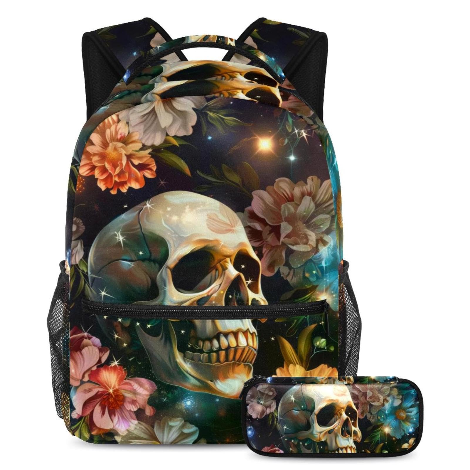 Sac d'école grande capacité motif tête de mort pour éviter les sacs déchirés