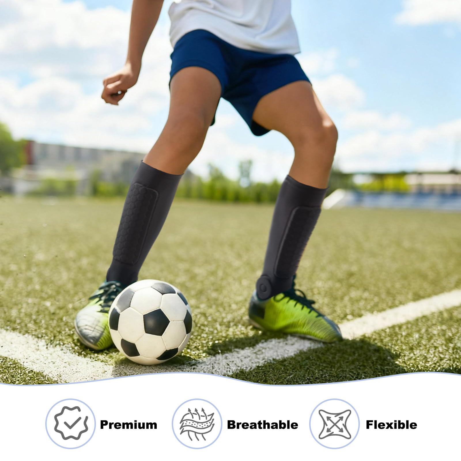 Parastinchi da calcio, Parastinchi da calcio con protezione per polpaccio e caviglia, calcio Attrezzatura protettiva per giovani e adulti, CalcioAccessori per ragazzi e ragazze