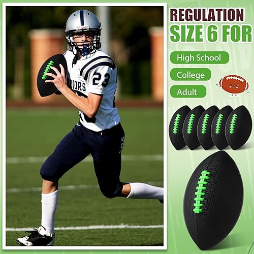 Miniatura 5 de Syhood Paquete de 12 balones de fútbol de cuero compuesto, tamaño oficial, fútbol inflable de cuero a granel con regulación de bomba, fútbol