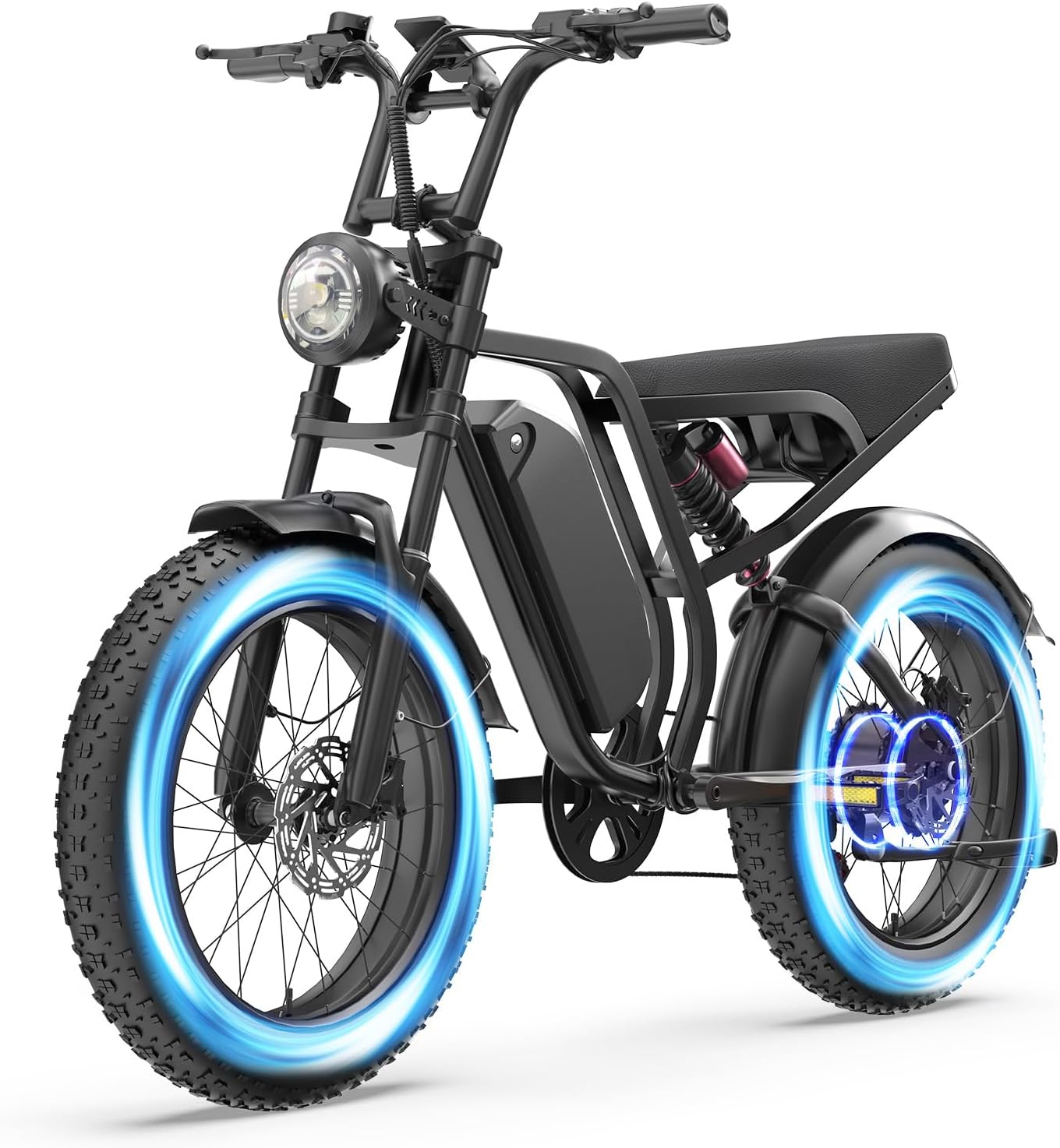 20" Electric Bike for Adults, Fat Tire E Dirt Bike, Peak 1500W, 35 MPH,52V 20AH Battery 40-60 Miles Electric Motorcycle Shimano 7-Speed Bicycle Orange