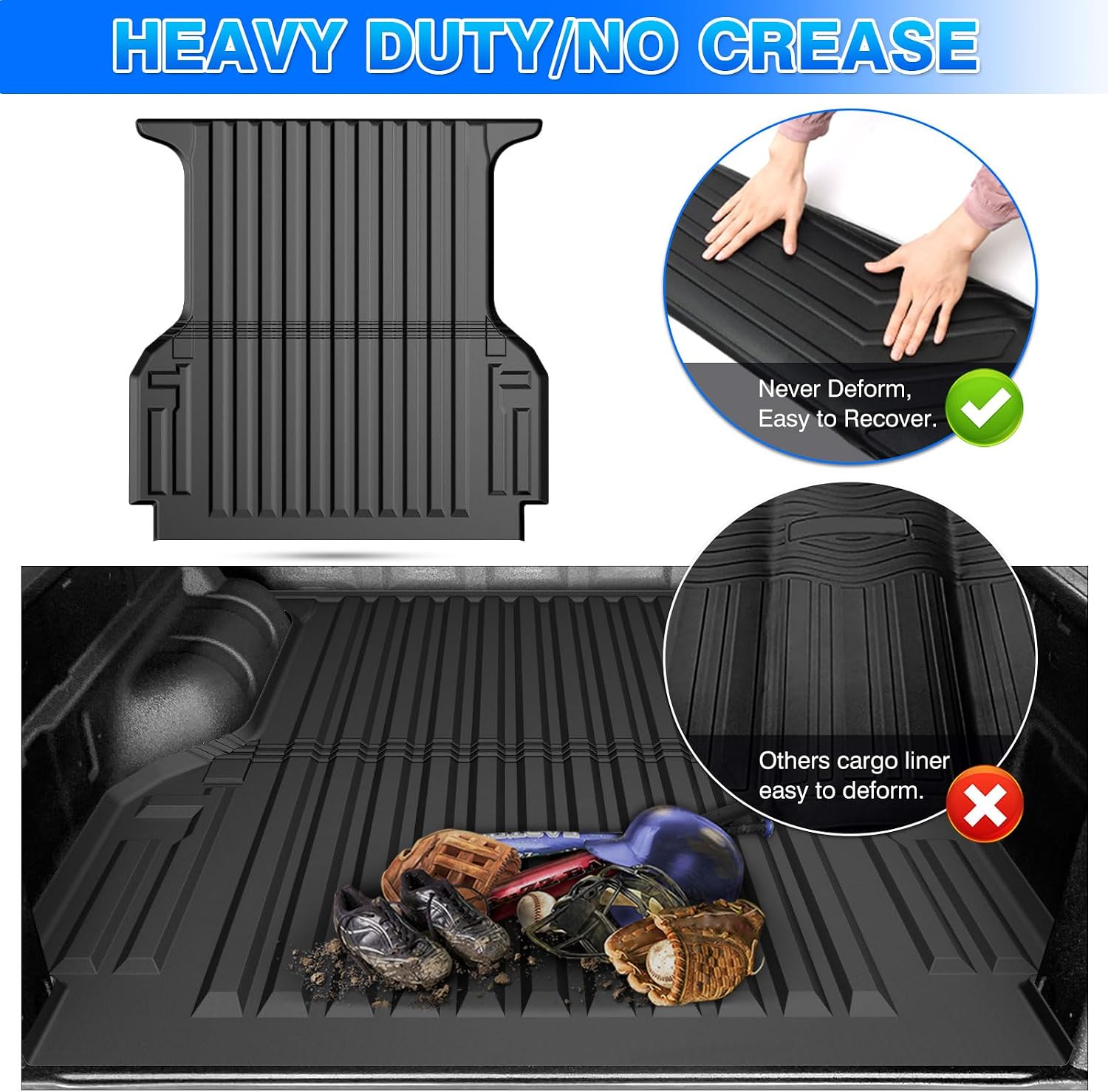 CARTIST Ranger Truck Bed Mat - Bed Liner for Ford Ranger 2019-2023 (Only Fit 5FT), All Weather Truck Bed Liner for Ranger Accessories, Heavy Duty Rubber Mats, Car Accessories