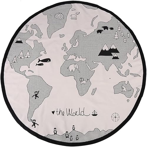 Manta para gatear con mapa del mundo del bebé, alfombra redonda para bebé, alfombra de juego con mapa del mundo para niños, alfombra para gatear