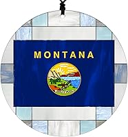 Vista 14 de New Hampshire Christmas Ornament - Faux Stained Glass Design Effect Featuring State Flag - 2026 Hanging Acrylic Disc Decoration for Tree - Unique