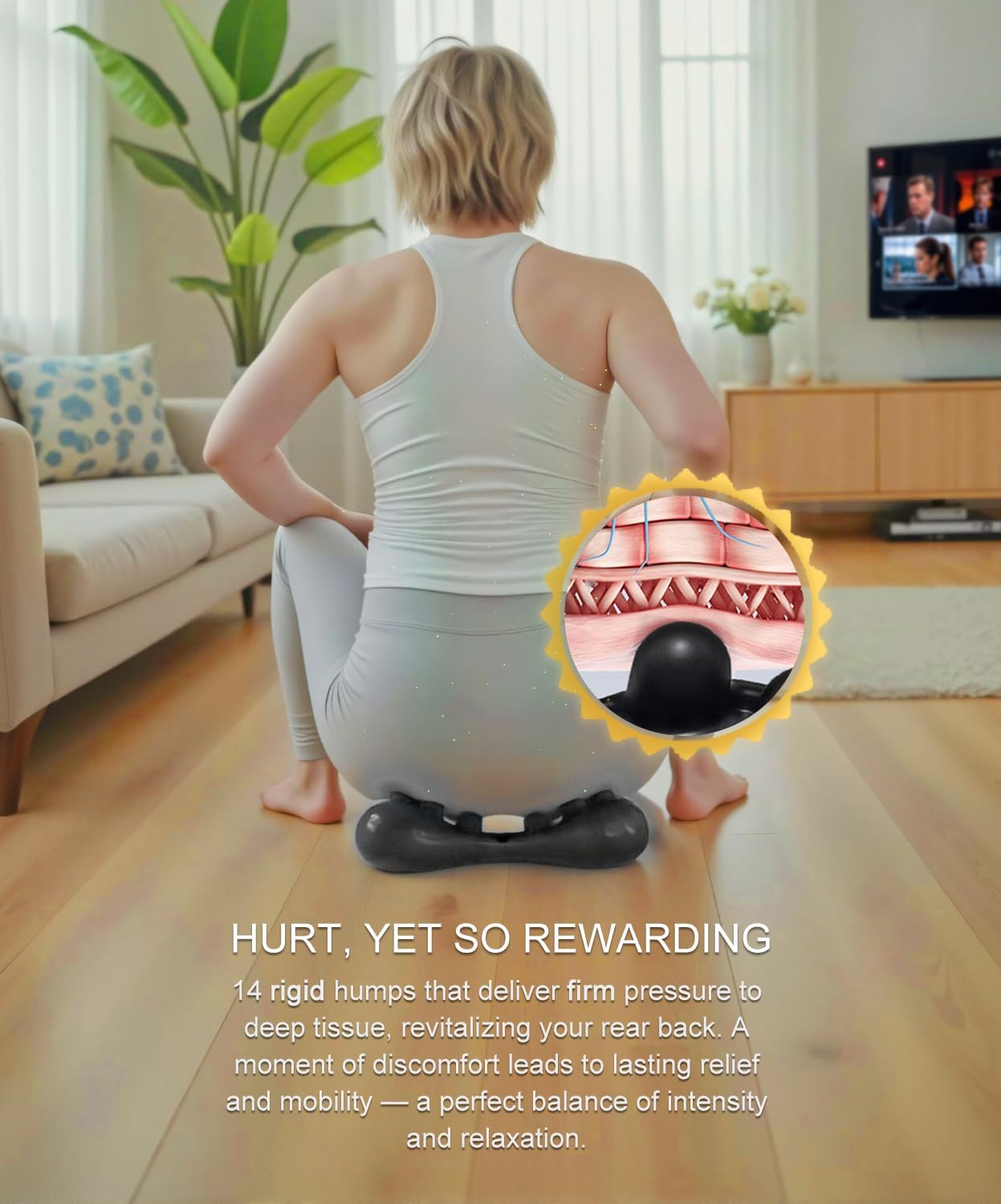 Butt Massage Tool Tight Back - Release Piriformis, Hip, SI Joint & Myofascial Trigger Points Relief (Non-Electric)