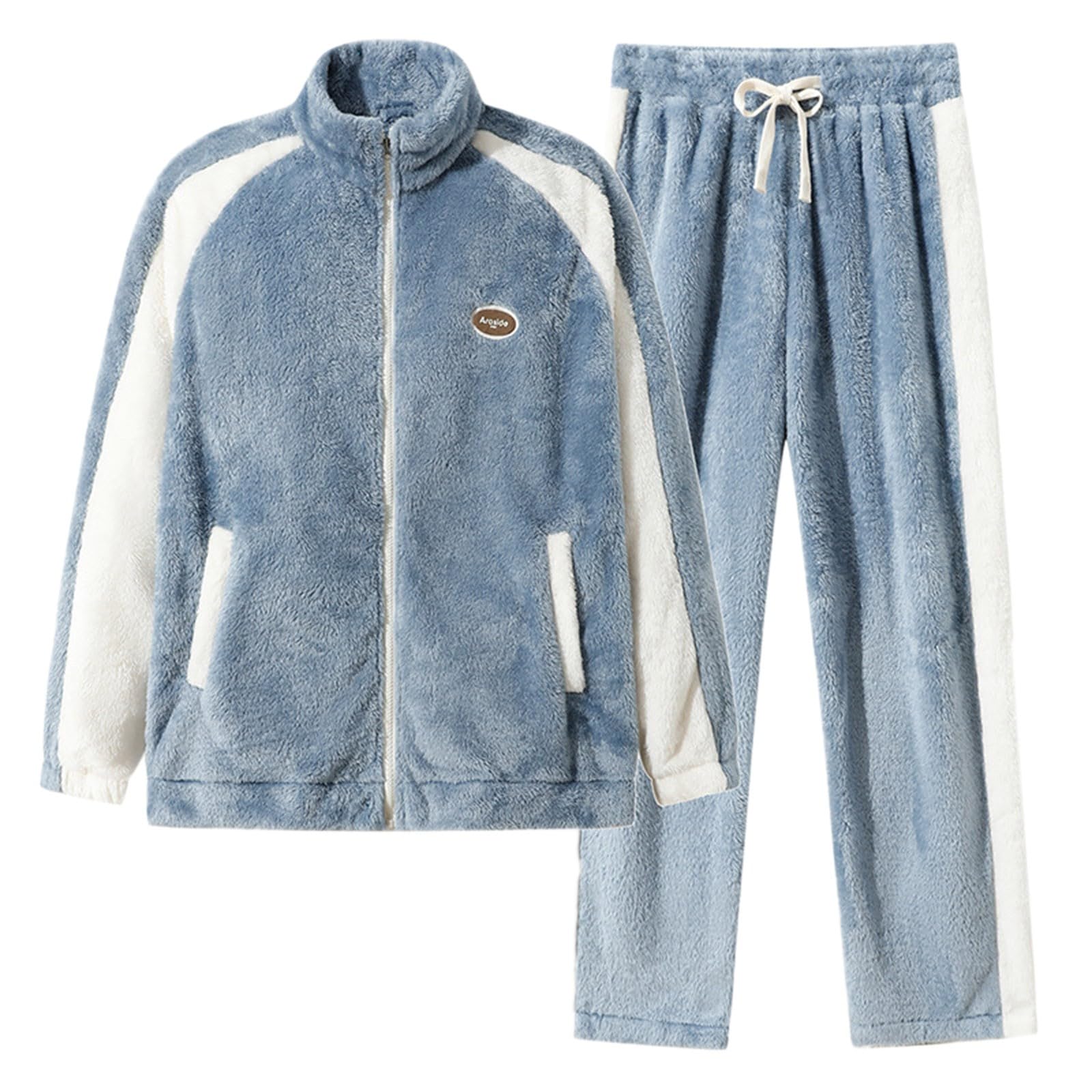 Pijama para hombre largo de invierno de forro polar, pijamas de dos piezas, ropa de casa, traje de dormir de felpa, conjunto de pantalones de dormir de franela suave, ropa de dormir, ropa de