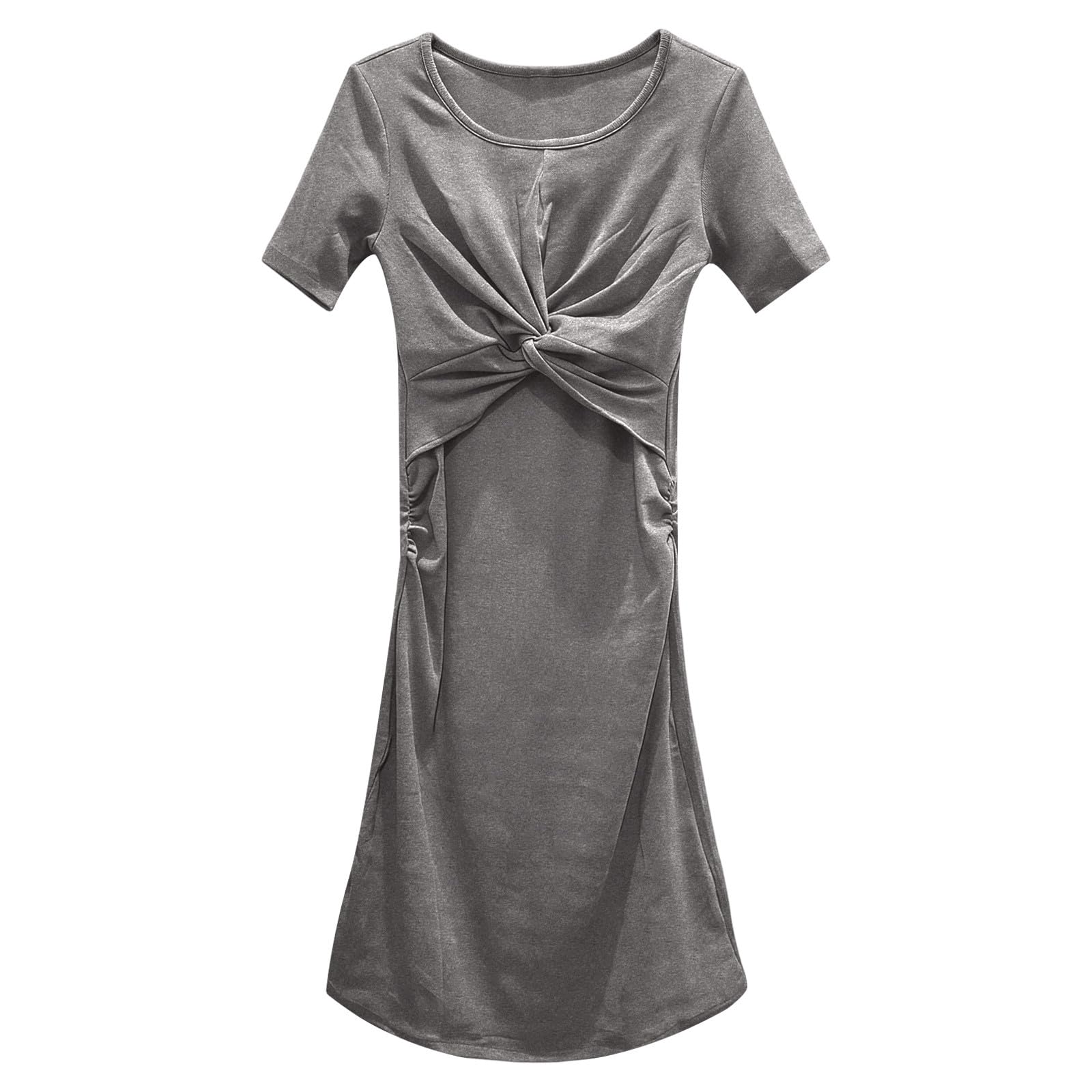 Vestiti Premaman Battesimo Estivi Per La Fotografia Abito Estivo Girocollo Plissettato Vestito Di Maternità Gravidanza Photoshoot Senza Maniche a Vestibilità Aderente con Stile Casual e Tinta Unit