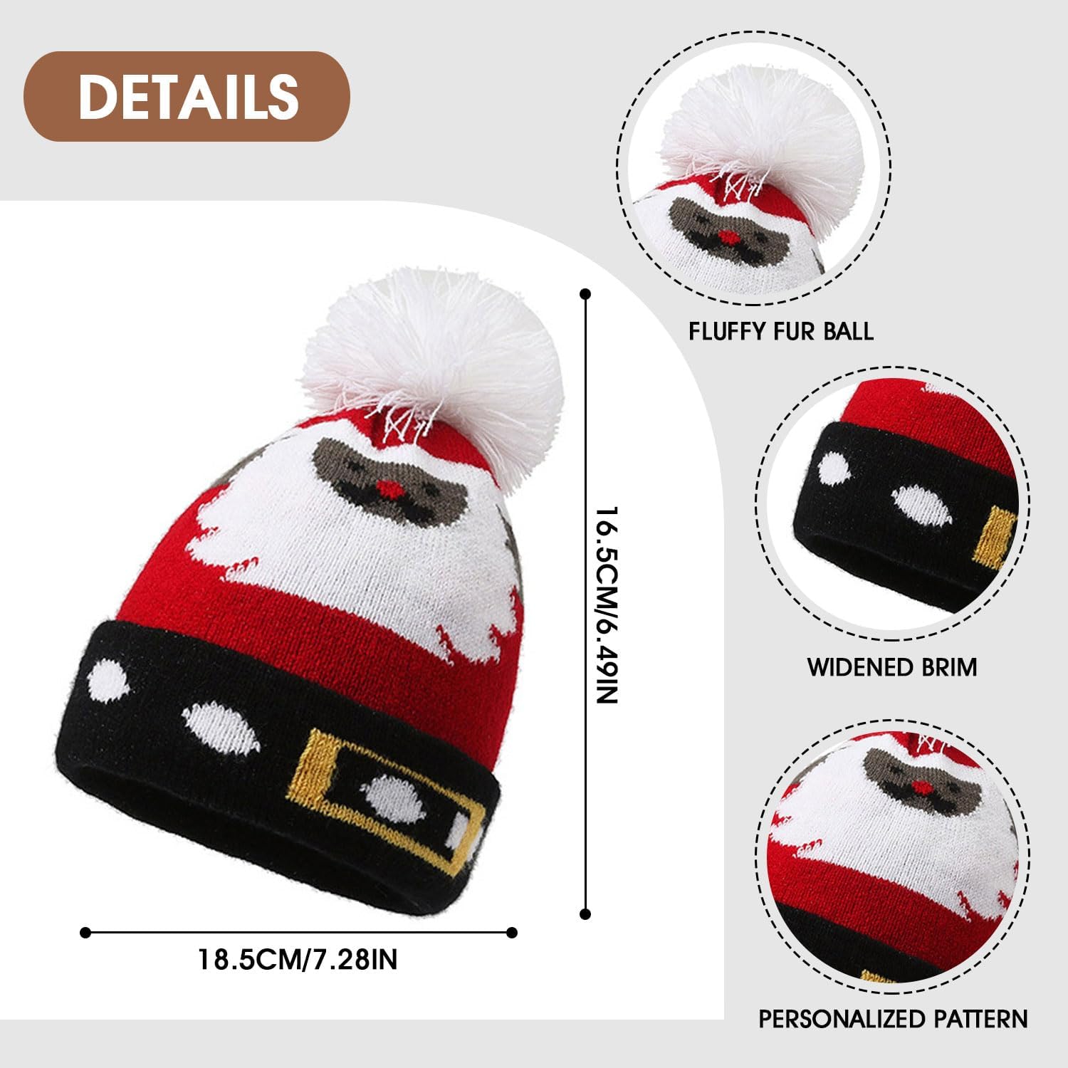 VEVESMUNDO Kids Christmas Bobble Beanie Hat Novelty Knitted Elasticated Hats for Girls Boys Childrens