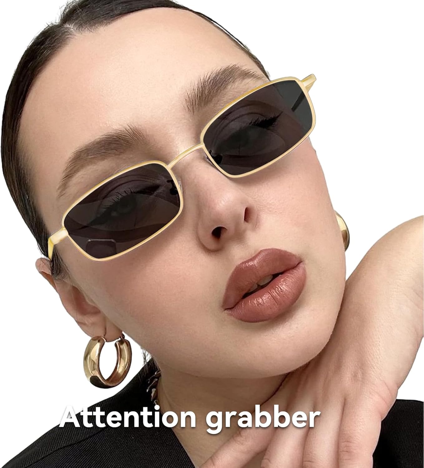 Dollger Retro Rectangle Sunglasses for Women Men Square Narrow Hip Hop Small Frame Sun Glasses - Image 4