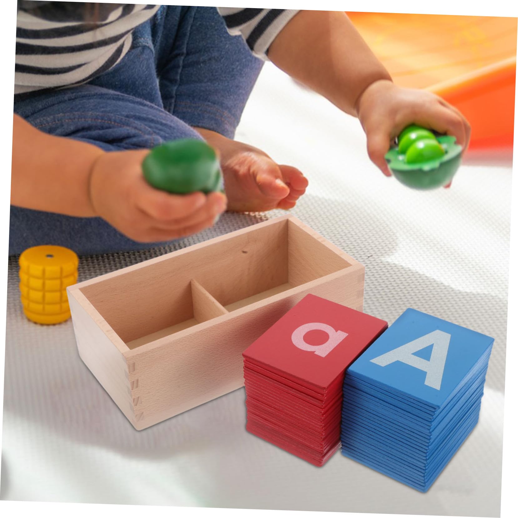 UPKOCH Juego de Herramientas Educativas Montessori de Madera con Letras Táctiles Rojas y Azules para Desarrollo del Lenguaje y Aprendizaje Creativo en Preescolar y Educación en Casa