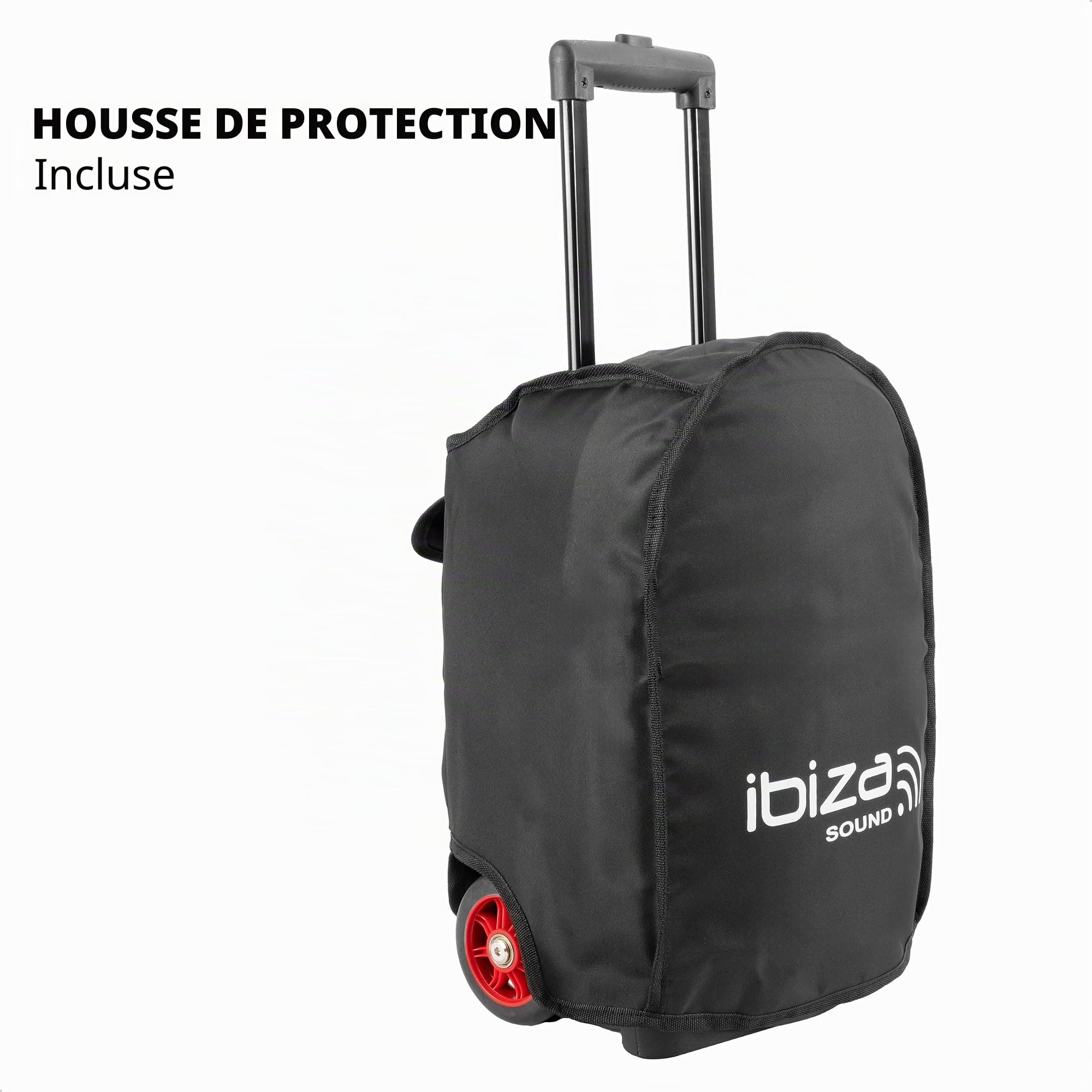 Ibiza - PORT8UHF-MKII-TWS - Enceinte Portable de 8”/400W Max avec 1 Micro Filaire et 1 Micro UHF, télécommande et Housse de Transport - Bluetooth, USB, SD & TWS - Autonomie de 6-8 Heures