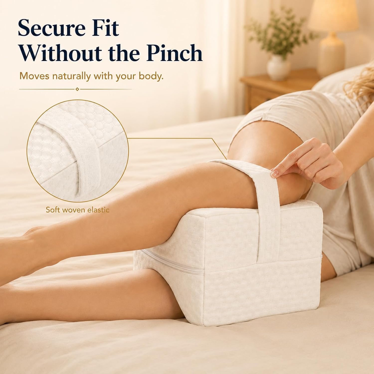 Cooling Knee Pillow for Side Sleepers, Ergonomic Memory Foam Knee Cushion, High-Density Leg Support Pillow for Hip, Back & Knee Pressure Relief, Spine Alignment Side Sleeping Pillow