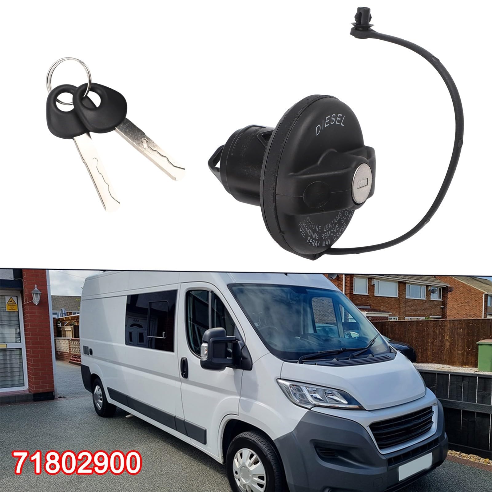 71802900 Bouchon de réservoir de carburant verrouillable avec 2 clés pour FIAT, pour DUCATO/pour BOXER/pour RELAY/pour BOXER à partir de 2006 et plus, numéro OEM 71802900, bouchon de réservoir de