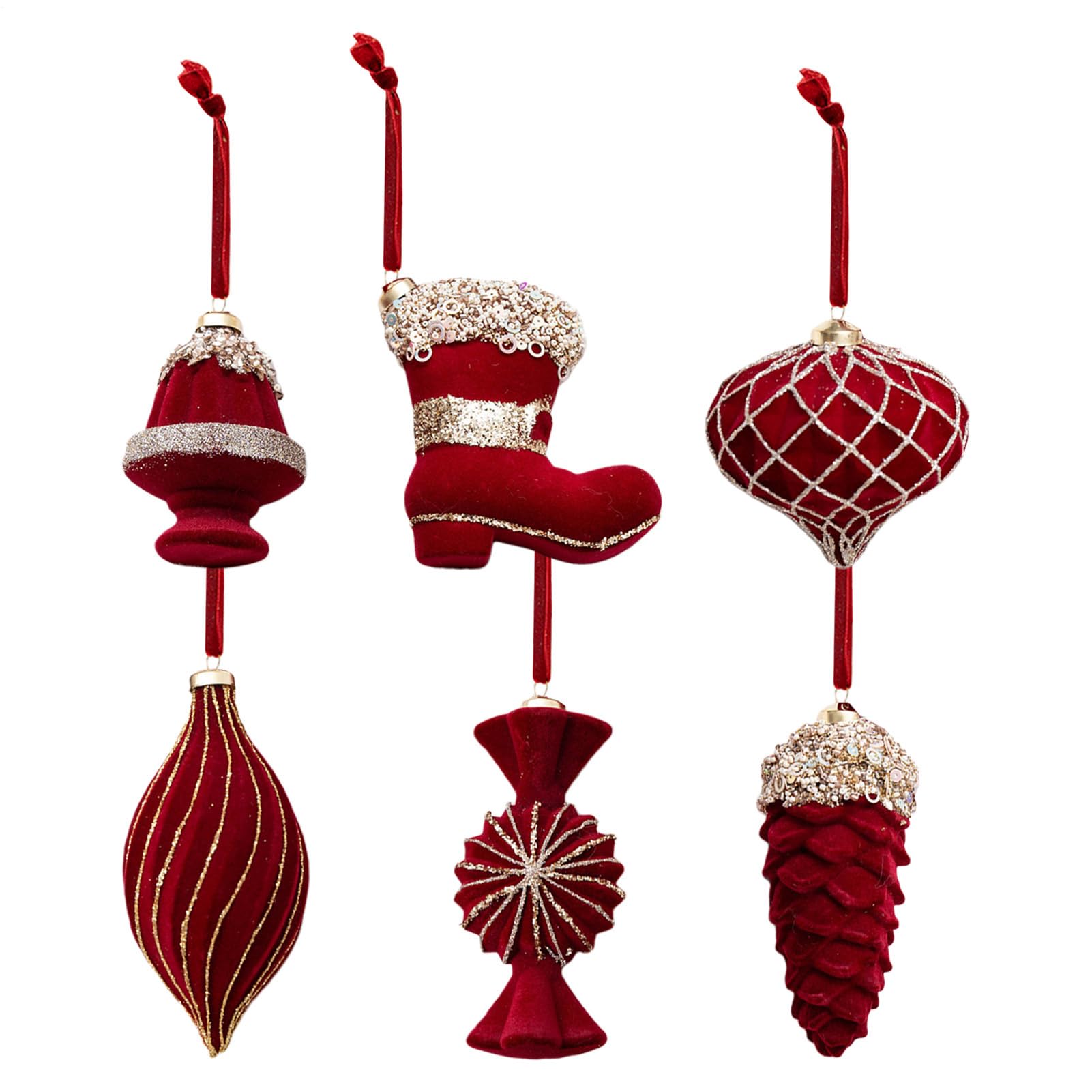Boules de décoration de Noël floquées aux finitions velours élégantes