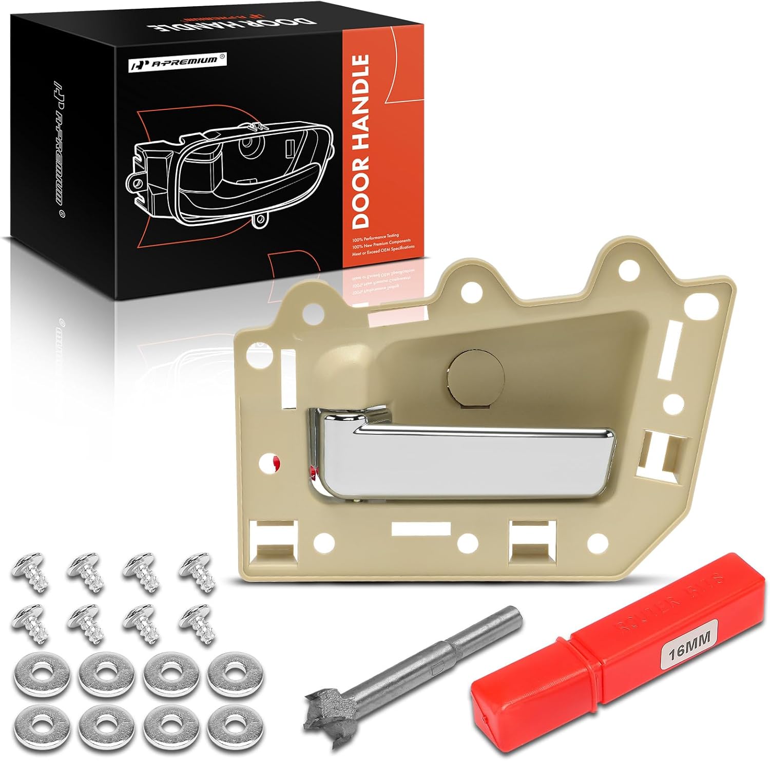 A-Premium Rear Left Driver Side Interior Door Handle Compatible with Jeep WK Series Grand Cherokee 2005-2010, Beige Housing with Chrome Lever, Replace# 5HR371D1AJ