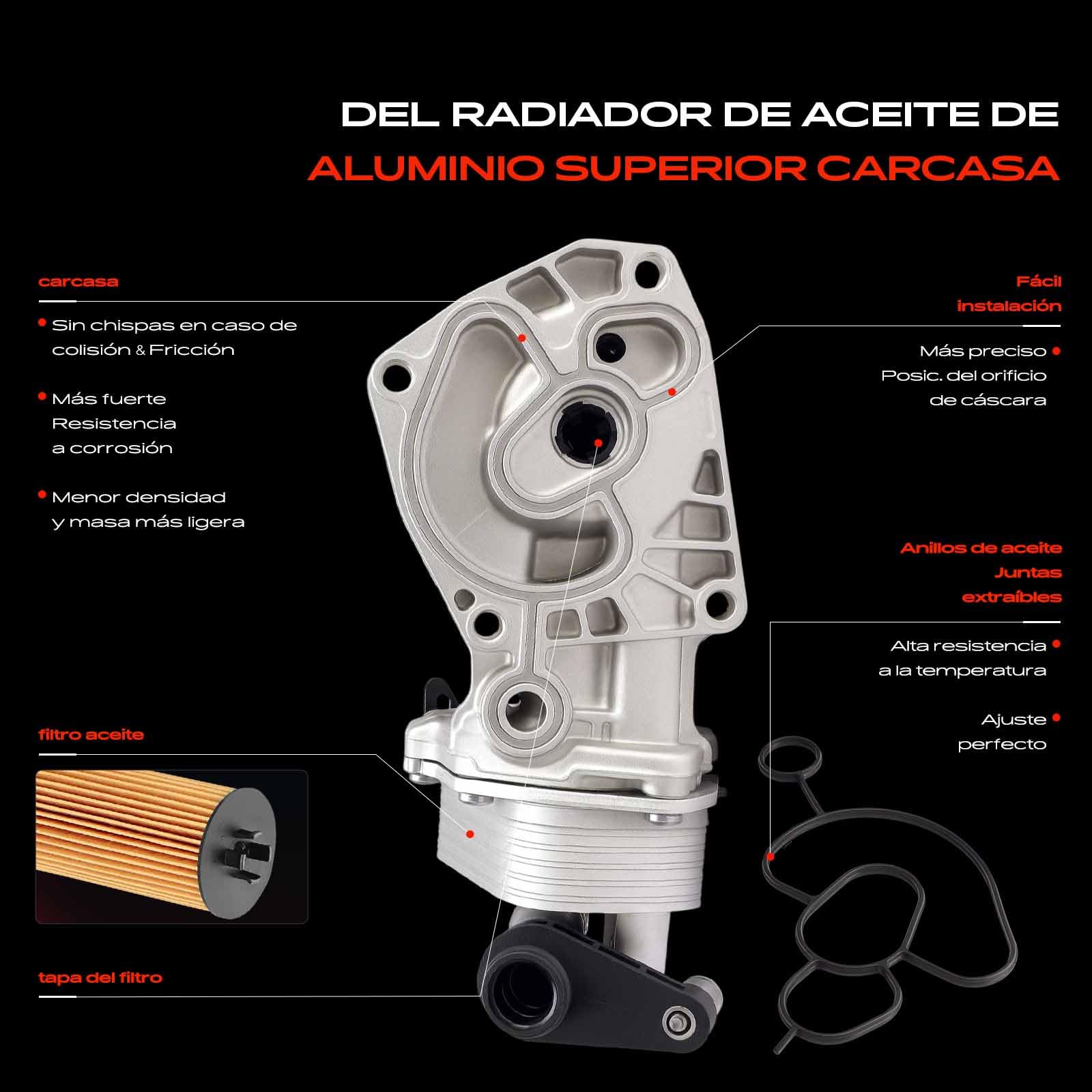 Frankberg Filtro de aceite del enfriador de aceite 9682632980 | Compatible con: Galaxy WA6, 508 SO I 8E, 508 SW Box/Combi 8E, S-Max WA6, 607 9D 9U, Mondeo IV Berlina BA7