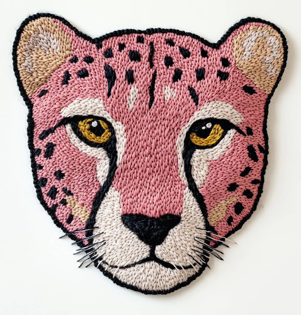 Punch Needle Kits Leopard Face Easy for Beginners DIY Punch Needle Yarn Starter Embroidery Set for Craft Lovers with Printed Pattern and Hoop for Home Decor 20x20cm-1